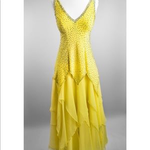 Yellow ball gown.